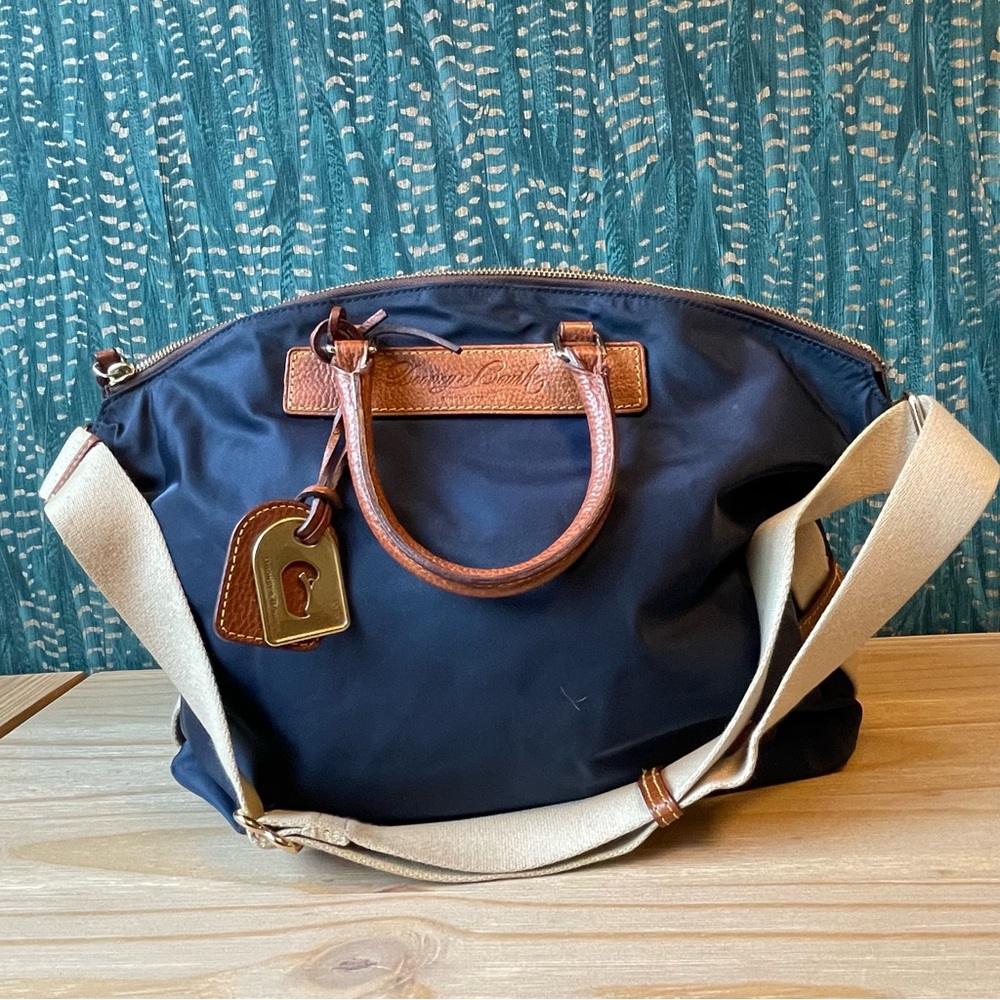 DOONEY & BOURKE FLORENTINE LEATHER JULIETTE BLACK NYLON SATCHEL